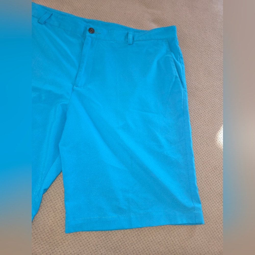 Adidas Climalite Aqua Blue Golf Shorts Golfing Zip Pockets Logo Button size 40 - Picture 4 of 14